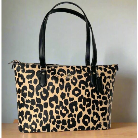 Coach Gallery Leopard Tote Bag CY347 Coated Canvas Shoulder Bag Medium ORIGPKG - Picture 1 of 13
